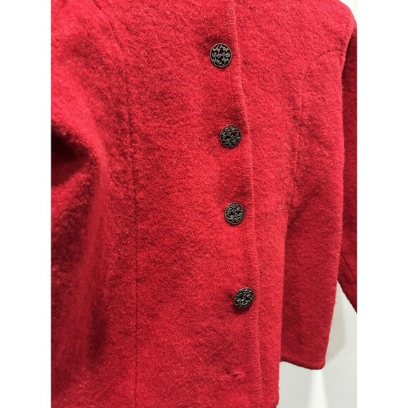 Vintage Requirements Petite 100% Wool Red Cardigan Sweater M Holiday Classic - Picture 3 of 9